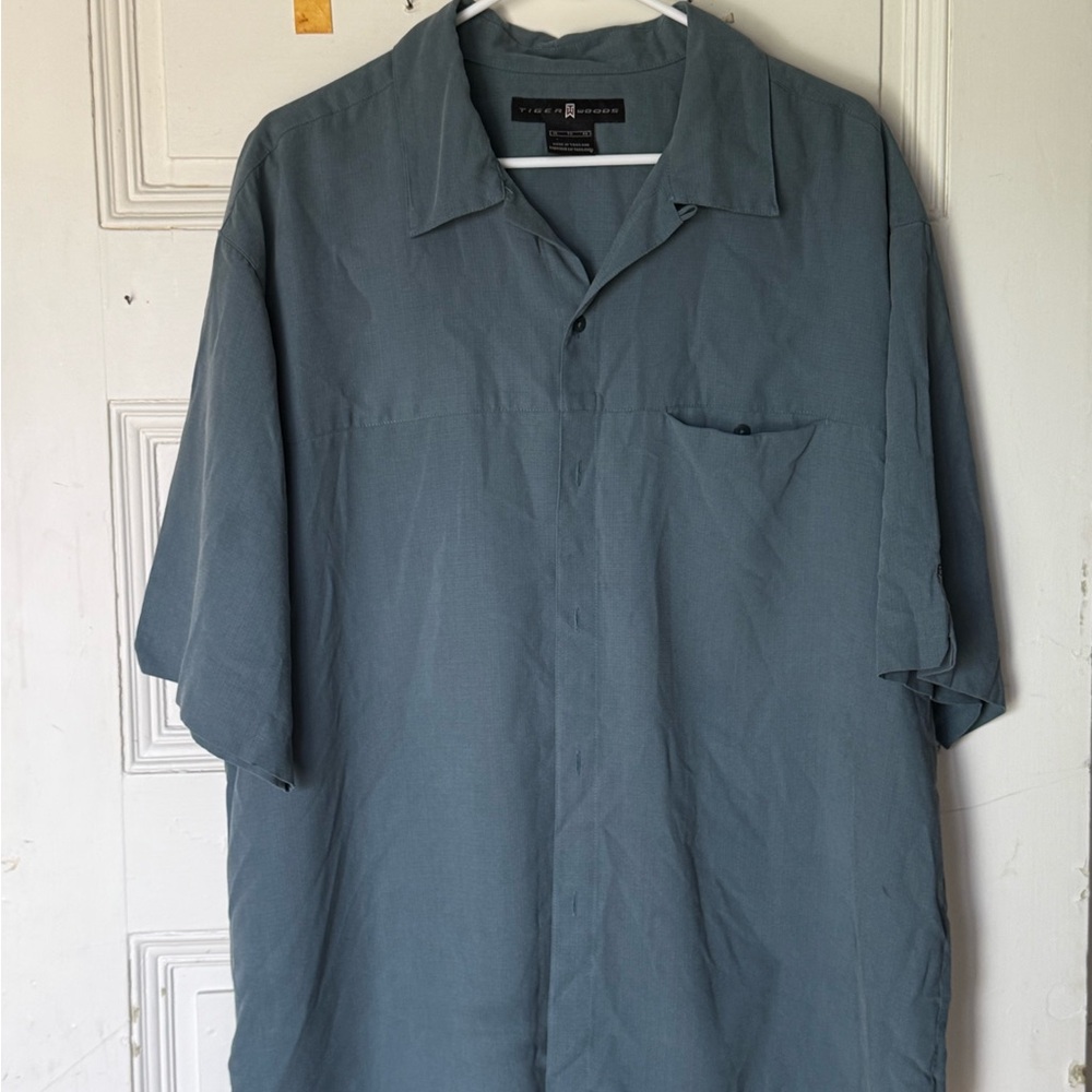 Nike Polo Shirt Tiger Woods Mens XL Teal Blue Short Sleeve Golf Button Down - Picture 2 of 8